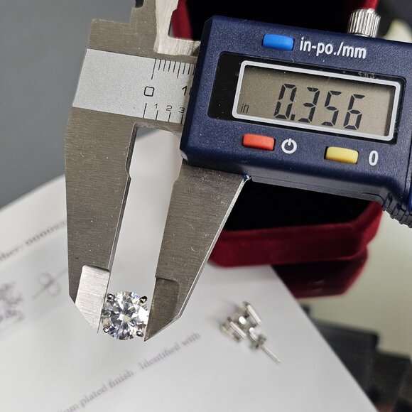 6CT Moissanite Stud Earrings (2x 3CT) Sterling Silver 925, Appraised - Picture 5 of 10